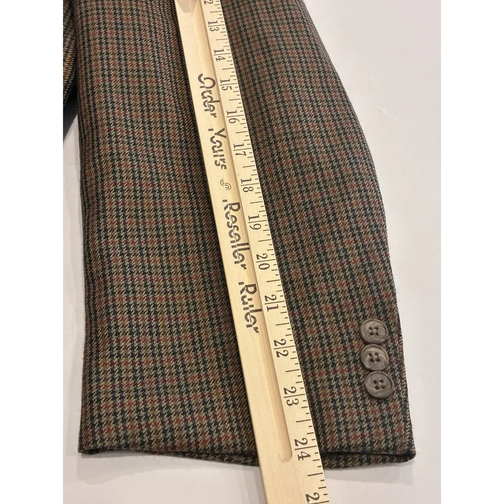 Vtg John Weitz Sport Coat Blazer Mens 46 Wool Tweed Houndstooth GlenPlaid Poland